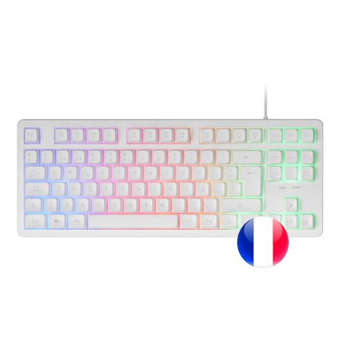 Mars Gaming Mk023, Tastiera Gaming Tkl, Tecnologia Ibrida H-Mech, Illuminazione Frgb Rainbow, Anti-Ghosting, Compatibilità Universale, Bianco, Lingua