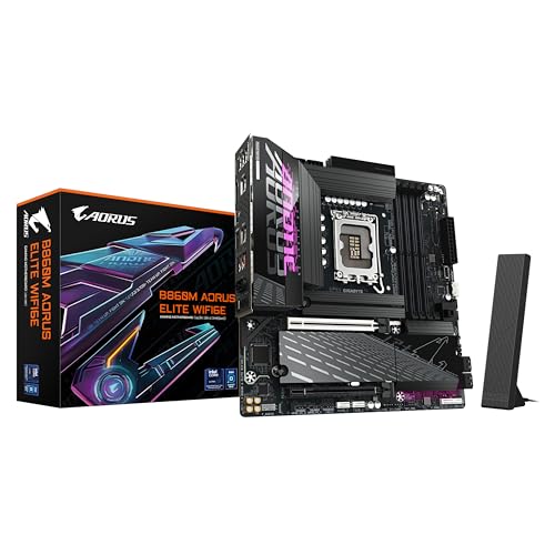 Gigabyte B860M Aorus Elite Wifi6E Scheda Madre - Cpu Intel Core Ultra, Vrm A 12+1+2+1 Fasi, Fino A 9200Mhz Ddr5, 1Xpcie 5.0 + 2Xpcie 4.0 M.2, Lan 2,5