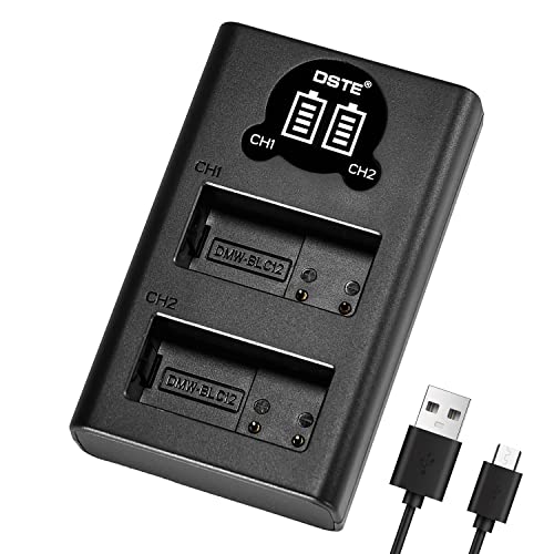 Dste Dmw-Blc12 - Caricabatterie Usb Doppio Con Display Lcd, Compatibile Con Panasonic Dmw-Blc12E, Dmw-Btc12, Bp-Dc12, Lumix Dmc-G7, Dmc-Fz200, Dmc-Fz2