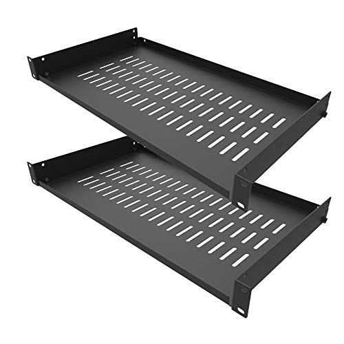 Jingchengmei 1U Cantilever 1U10V2Pc, 2 Ripiani Smontati Per Server Rack/Armadi Fino A 20 Kg – Ripiano Ventilato Per Armadi Server 25 Cm Di Profondità