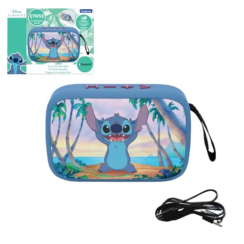 Lexibook, Disney Stitch, Altoparlante Bluetooth Portatile, Senza Fili, Usb-C, Scheda Sd/Tf, Batteria Ricaricabile