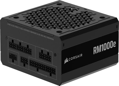Corsair Rm1000E (2025) Alimentatore Atx Completamente Modulare A Basso Rumore Con Cavo 12V-2X6 - Conforme A Atx 3.1 E Pcie 5.1, Efficienza Cybenetics
