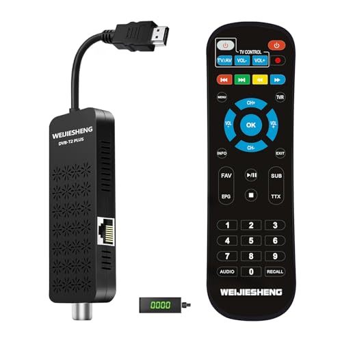 Decoder Digitale Terrestre 2025, Decoder Dvb-T2-Mini Tv Stick, Hd 1080P H.265 Hevc Main 10-Bit,Supporto-Hdmi, Av, Ethernet,Usb Wifi,Dlna,Pvr,Multimedi