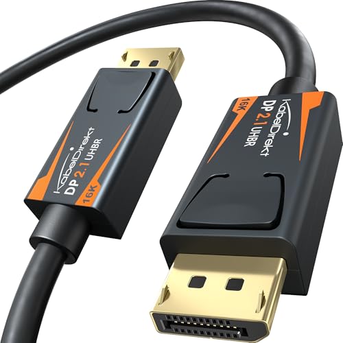 Kabeldirekt – Cavo Displayport 2.1/Dp 2.1 – 1 M – Uhbr, Dp80 Con 80 Gbps Per Pc Da Gaming/Schede Grafiche Con Freesync/G-Sync, Risoluzioni E Frequenze