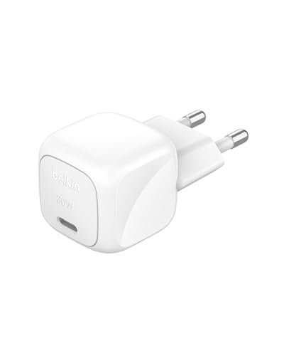 Belkin Boostcharge Caricabatteria Da Parete Compatto Da 30 W, Caricatore Usb-C Pd Rapido Da Viaggio Per Apple Iphone Series 15, 14, 13, Samsung Galaxy
