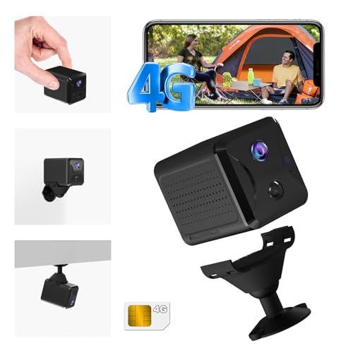 Ucocare Mini Telecamera 4G Lte, Mini Telecamera Con Sim 4G Da Interno Senza Fili, Batteria 5200Mah, 1080P Fhd Portatile Mini Telecamera, Rilevazione M