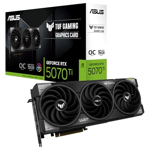 Asus Tuf Gaming Nvidia Geforce Rtx 5070 Ti Oc Edition, Scheda Grafica 16 Gb Gddr7, 256 Bit, Pcie 5.0, 2 Hdmi 2.1, 3 Displayport 2.1, Nero, Tuf-Rtx5070