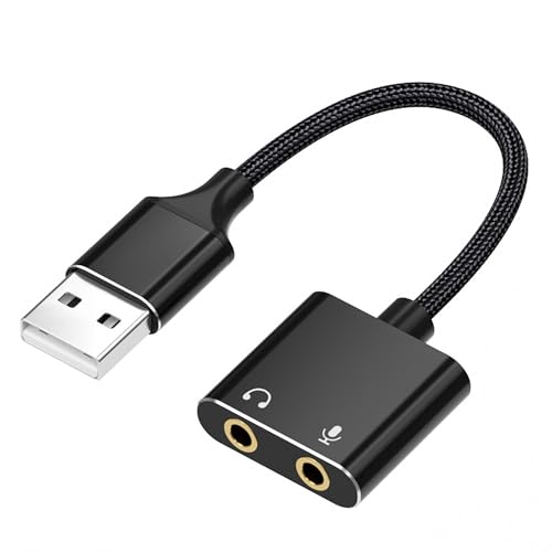 Adattatore Audio Stereo Da Usb,Usb Dual Channel Scheda Audio Esterna Con Jack Per Altoparlanti/Cuffie E Microfono Da 3,5 Mm Per Laptop, Cuffie, Microf