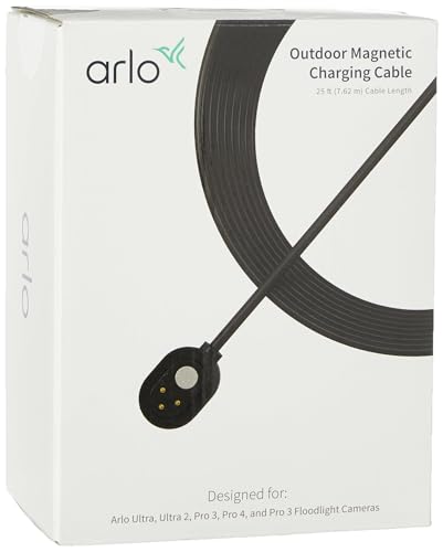Arlo Accessorio Certificato | Cavo Di Ricarica Magnetico Per Esterni, 7,6 M, Progettato Per Fotocamere Arlo Ultra, Ultra 2 (+Xl), Pro 3, Pro 4 (+Xl), 