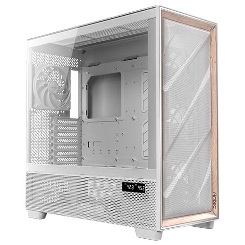 Antec Flux Pro Full Tower - Custodia Da Gioco In Vetro Temperato, Colore: Bianco/Legno