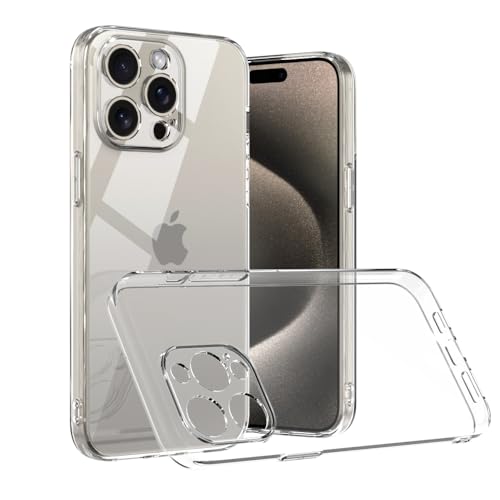 Captor Cover Trasparente Per Iphone 15 Pro Max, Custodia Tpu In Silicone Morbida E Sottile, Alta Qualità Con Bordo Rialzato Per Schermo E Protezione F