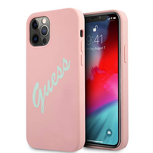 Guess Custodia Rigida In Silicone Vintage Per Guhcp12Llsvspg Iphone 12 Pro Max 6,7", Colore: Rosa/Verde
