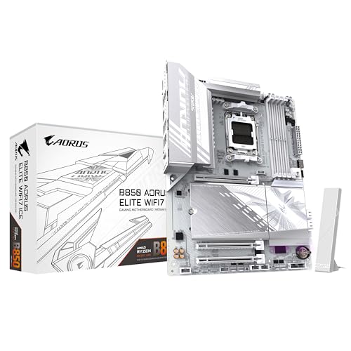 Gigabyte B850 Aorus Elite Wifi7 Ice Scheda Madre - Cpu Amd Ryzen Serie 9000, Vrm Digitale 12+2+1 Fasi, Fino A 8200Mhz Ddr5 (Oc), 1Xpcie 5.0 + 2Xpcie 4
