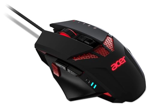 Acer Nitro Gaming Mouse, Mouse Gaming, Fino A 4.200 Dpi, 4 Livelli Dpi, 8 Pulsanti Funzionali, Illuminazione A Led, Pesi Opzionali Da 20 G (4 X 5 G),