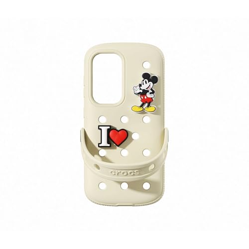 Crocs Case Cover In Silicone Per Samsung Galaxy S25, 2 Charms Jibbitz Originali Inclusi, Beige