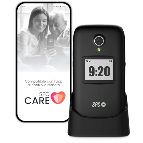 Spc Polaris - Telefono 4G Per Anziani Con Tasti Grandi E Tasto Sos, Compatibile Con App Per Gestione Remota Care (Ios & Android), Localizzazione Gps E