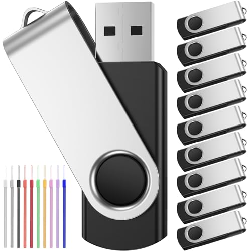 Chiavetta Usb 10 Pezzi, Penne Usb 16 Gb, Pendrive Portatile, Pen Drive 16 Giga Girevole, Memoria Flash Con Confezione 10 Corda, Pennetta Usb Febniscte