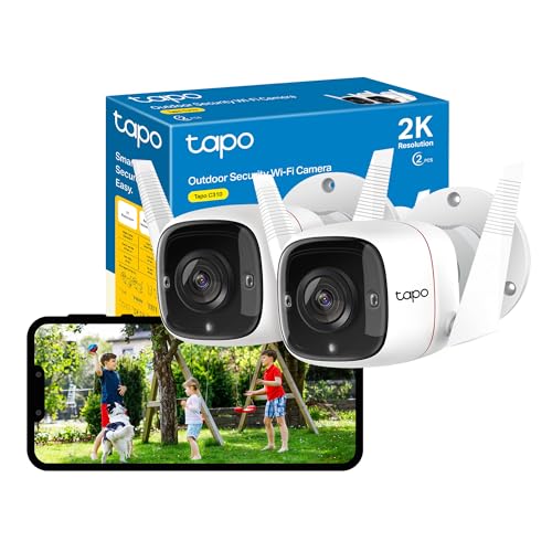 Tapo C310P2 - Confezione Da 2 Telecamere Di Sicurezza 2K Per Esterni, Wireless E Cablata, Telecamera Esterna Senza Canone Mensile, Rilevamento Ai, Vis