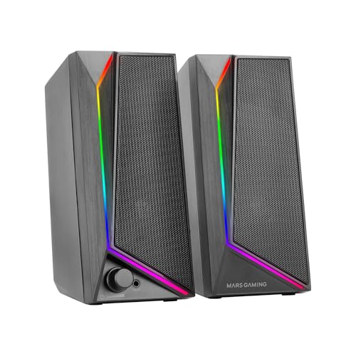 Mars Gaming Ms72, Altoparlanti Gaming 15W, Illuminazione Rgb Flow, 2 Driver Attivi, Chipset Dsp, Connessione Plug&Play Usb E Jack 3.5Mm, Rotella Contr