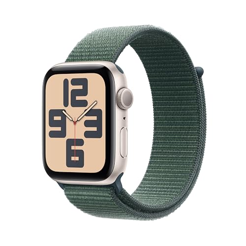Apple Watch Se (2ª Gen.) Gps 44 Mm Smartwatch Con Cassa In Alluminio Galassia E Cinturino Sport Loop Verde Lago. Tracker Per Fitness E Sonno, App Batt
