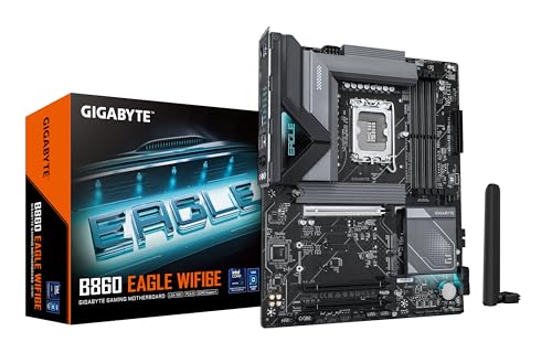 Gigabyte B860 Eagle Wifi6E Scheda Madre - Cpu Intel Core Ultra, Vrm A 12+1+2+1 Fasi, Fino A 9066Mhz Ddr5, 1Xpcie 5.0 + 2Xpcie 4.0 M.2, Lan 2,5 Gbe, Wi