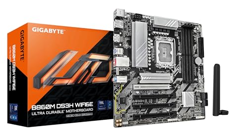 Gigabyte B860M Ds3H Wifi6E Scheda Madre - Cpu Intel Core Ultra, Vrm A 5+1+2+1 Fasi, Fino A 9066Mhz Ddr5, 1Xpcie 5.0 + 1Xpcie 4.0 M.2, Lan 2,5 Gbe, Wif