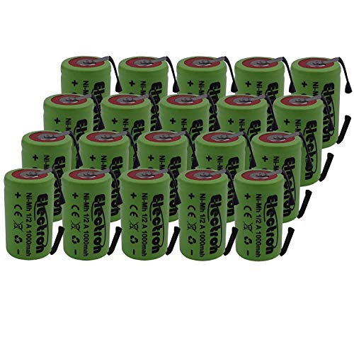 20X Batteria Ricaricabile Ni-Mh 1/2 A 1,2V 1000Mah Con Linguette Lamelle Terminali A Saldare Per Pacco Pacchi Batteria Lampada Di Emergenza 1/2A 2/3A