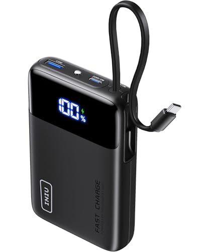 Iniu Power Bank, 20000Mah 22.5W Ricarica Rapida Powerbank Con Cavo Usb C Integrati, Usb C In&Out Pd3.0 Qc4.0 Caricatore Portatile Per Iphone 15 14 13