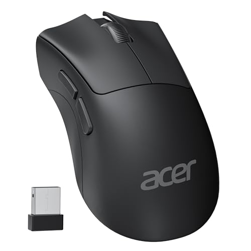 Acer Mouse Wireless, Mouse Wireless Ergonomico Per Computer, 1200 Dpi, 2,4 Ghz Ricevitore Usb A, 5 Pulsanti Mouse Usb, Compatibile Per Pc, Laptop, Des
