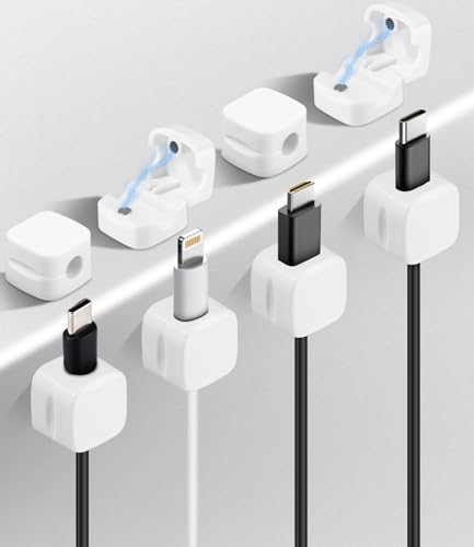 Faokze 8 Pezzi Ferma Cavi Adesivi,Supporti Magnetici, Organizer Per La Gestione Dei Cavi Con Clip, Cable Organizer Adatto Per Cavi Di Alimentazione Ca