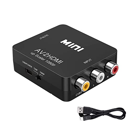 Adattatore Da Av A Hdmi, Convertitore Di Segnale Audio Video Da Mini Av A Hdmi, Supporto 720/1080P, Adatto Per Pc/Stb/Vcr/Dvd/Tv (Nero)