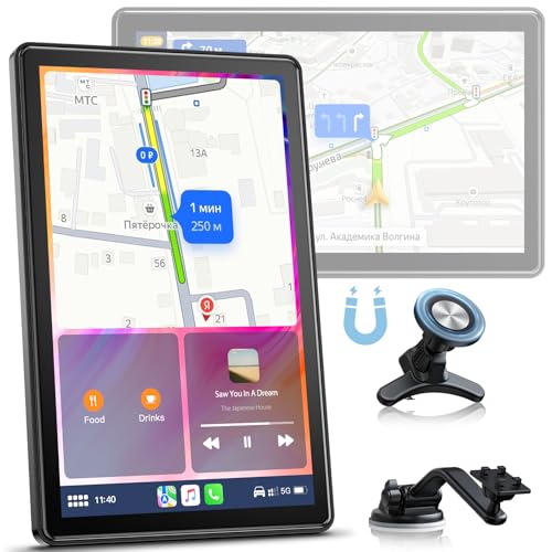 Volam 7 Pollici Display Carplay Con A-Pple Carplay Android Auto, Schermo Orizzontale E Verticale, Supporto Magnetico, Portatile Autoradio Con Navigazi
