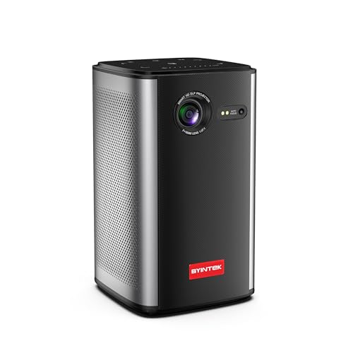 Byintek P70 Mini Proiettore 3D Corpo In Metallo, Hd Led Wifi Proiettore Portatile Alimentato A Batteria, Supporta 1080P 4K, Sistema Operativo Android