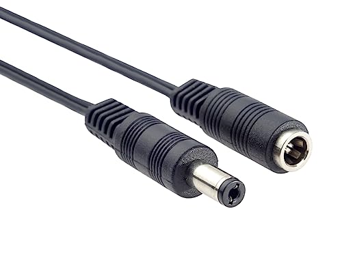 Premiumcord Cavo Prolunga Per Collegamento Alimentazione 5,5/2,1 Mm, Corrente Massima 2A, Awg20, Colore Nero, Lunghezza 3 M