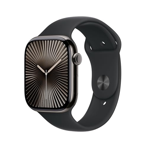 Apple Watch Series 10 Gps + Cellular 46 Mm Smartwatch Con Cassa In Titanio Color Ardesia E Cinturino Sport Loop Nero - S/M. Fitness Tracker, App Ecg,