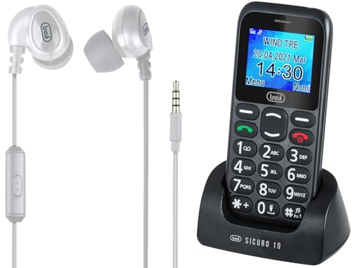Trevi Sicuro 10 Telefono Per Anziani Tasti Grandi + Auricolari Con Filo Hmp 696 M Bianco, Display Lcd 1.77”, Cellulare Per Anziani Con Funzione Sos, R