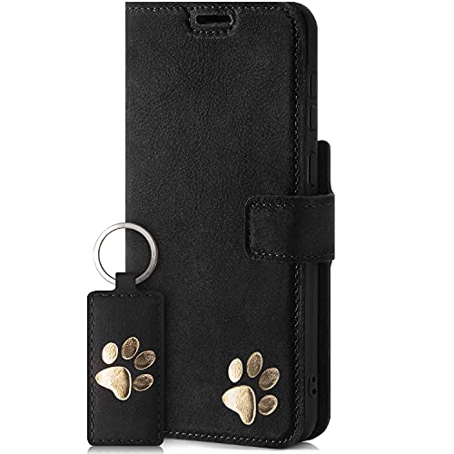 Surazo Prestige Custodia Per Apple Iphone 13 Pro Max In Vera Pelle Con Zampa – Custodia Vintage Con Funzione Di Supporto, Scomparto Per Carte Di Credi