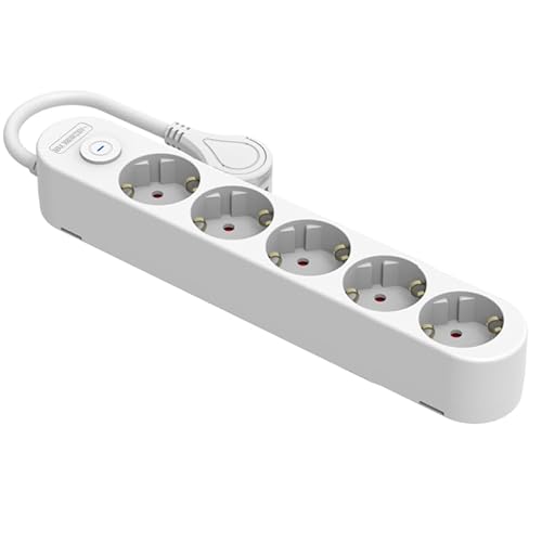 Silver Electronics - Base Elettrica Multipresa Protek Plus 5 Prese Con Interruttore Cavo 1,5 M Ip20 Bianco