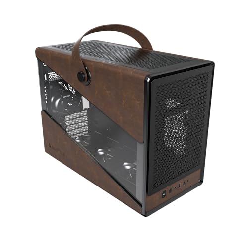 Montech Heritage Matx, Chassis Da Gioco Compatto In Pelle Con Fattore Di Forma Micro Con Design Della Maniglia Firmato, Supporta Le Ultime Gpu, Atx Ps