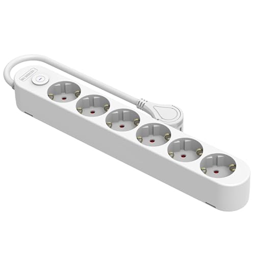 Silver Electronics - Base Elettrica Multipresa Protek Plus 6 Prese Con Interruttore Cavo 1,5 M Ip20 Bianco