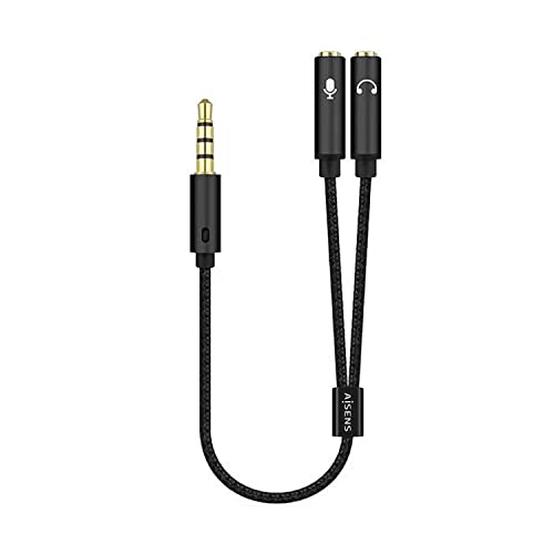 Aisens Adaptador A128-0416/ Jack 3.5 Macho 2X Jack 3.5 Hembra/ 25Cm/ Negro