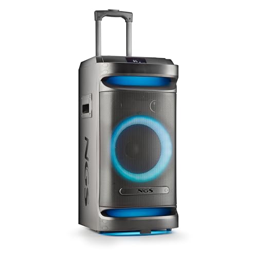 Ngs Wild Space 1 - Altoparlante Portatile 900W Bluetooth 5.3, Tws, Woofer Da 10”, Ricaricabile Luci Led Rgb, Doppio Microfono Ingresso Usb/Aux Ruote E