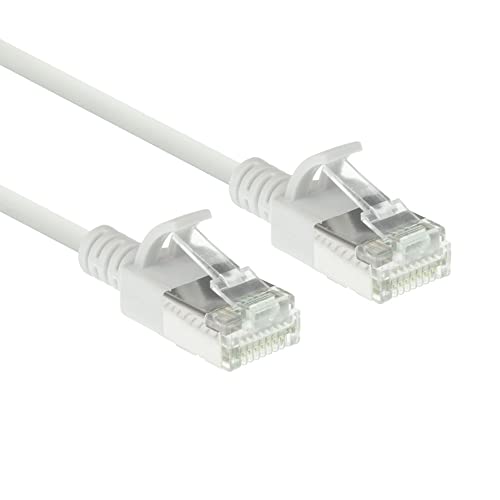 Act Cavo Di Rete Cat6A, U/Ftp Lszh Cavo Lan Sottile 3,8 Mm, Flessibile Snagless Cat 6A Con Connettore Rj45, Per Uso In Data Center, 10 Metri, Bianco -