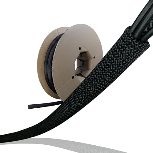 Label The Cable® Tubo Flessibile Per Cavi Da 25 M A 10 Mm, Colore Nero, Con Chiusura Automatica, Cavo Flessibile, Protezione Per Cavi Per Cani, Per Pc
