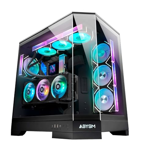 Abysm Gaming Custodia Pc Gamer Danube Sava H600 Black E-Atx Con 3 Pannelli In Vetro Temperato, 4 Ventole Argb Da 120 Mm, Controller, Supporto Per Gpu