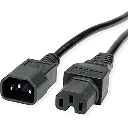 Value Cavo Di Alimentazione Iec320/C14 Maschio - Presa C15, Nero, 0,5 M