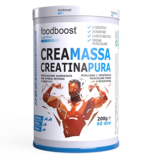 Foodboost Creatina Monoidrata Pura In Polvere 200G - Forza E Resistenza Durante Attività Fisica Intensa, Pre Workout – Ottima Con Proteine In Polvere