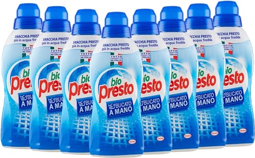 Bio Presto Liquido Detergente A Mano, Smacchia Presto, Anche In Acqua Fredda - 750 Ml, 8 Confezioni