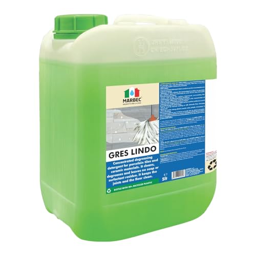 Marbec Gres Lindo 5Lt Detergente Per Pulire Gres Porcellanato, Sgrassa E Non Contamina La Superficie Con Tensioattivi Grassi E Brillantanti.