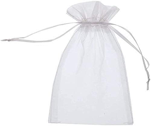 Dahi 50 Pezzi Sacchetti In Organza 15X20Cm Bianco Trasparente Sacchetti Portaconfetti Per Bomboniere Comunione Matrimonio Compleanno Gioielli Bustina 